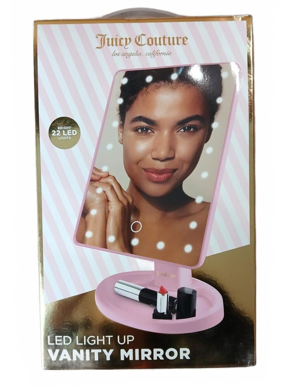 Juicy Couture LED Light Up Vanity Mirror Pink Makeup Mirror NIB SEE PICS